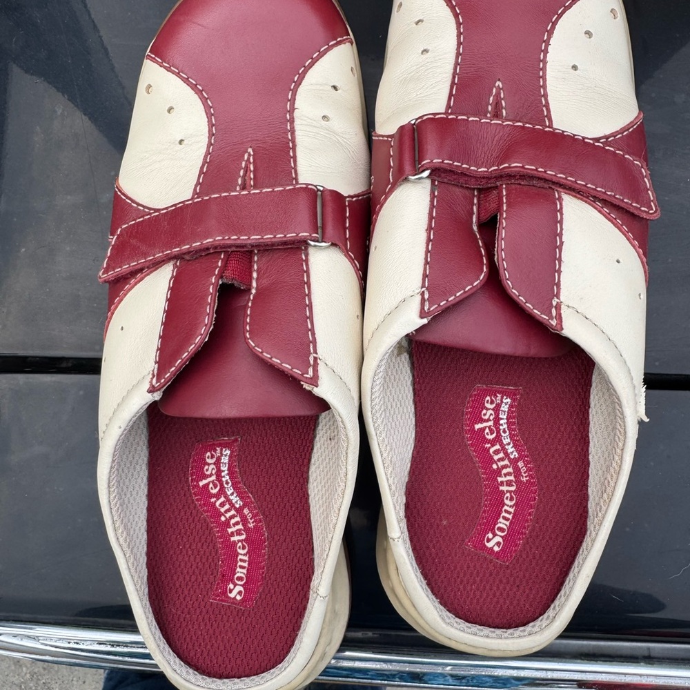 Red and Cream Sneakers by Something Else